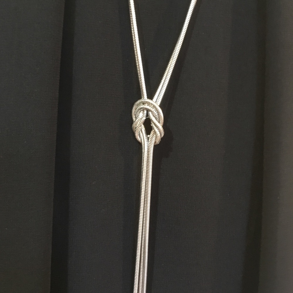 Layered Chiffon Keyhole Swing Dress with Necklace - Picture 7 of 8